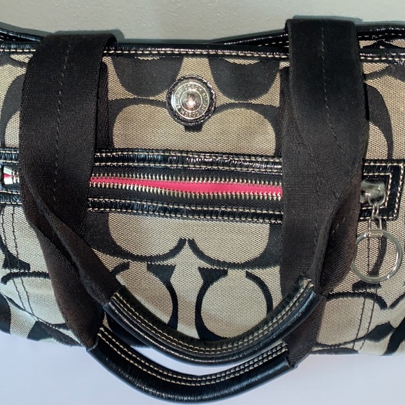 Vintage Coach Label Tote Bag Black and Grey - Picture 2 of 10